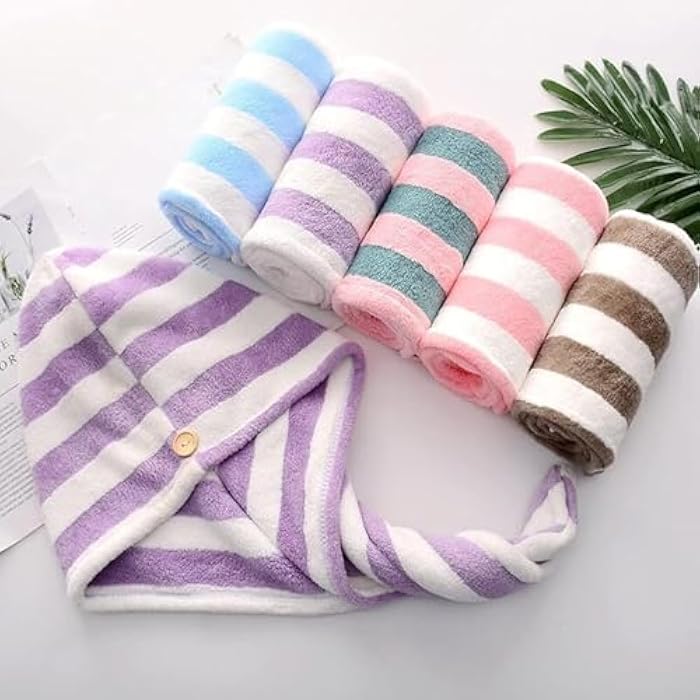 Generic Microfibre After Shower Hair Drying Wrap Womens Girls Lady's Towel Quick Dry Hair Hat Turban Head Wrap Bathing Accessories (Multicolor), One size - Image 1